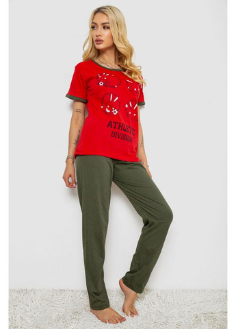 Червона всесезон піжама жіноча з принтом, колір червоний, 243r20265 Ager