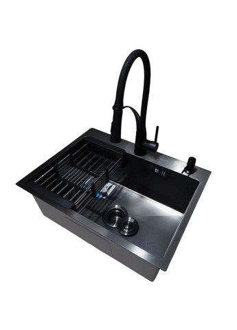 Кухонна мйка 4-в-1 (комплект) NANO BLACK PVD HS60*45 (3.0/1.0 мм) декор Kraft (361242223)