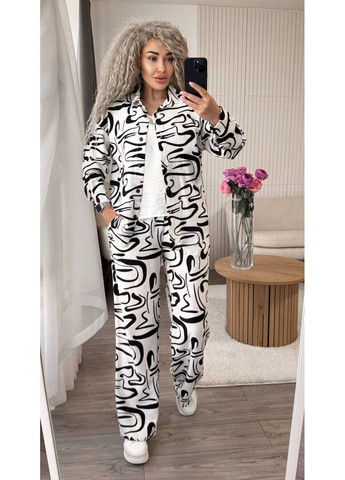 Костюм-тройка из жатого льна с принтом (размерная сетка в описании) DK/DL Мода без кордонів (362188945)