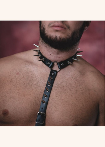 Портупея TOTEM на грудь с ошейником и шипами БДСМ аксессуар универсальный размер унисекс Focus (303894667)