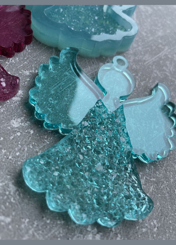 Молд Янгол у кристалічній сукні форма для новорічних іграшок на ялинку силіконова форма для епоксидної смоли No Brand (370566592)