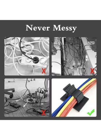 Фиксатор-зажим кабеля органайзер для крепления проволоки гофры стяжки самоклеящиеся 3М Y 10 шт Черный Captain (360547079)