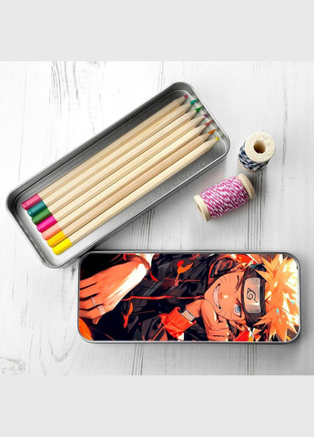 Органайзер для канцелярського приладдя металевий, кейс для дрібниць Наруто #018 7*18 см Silver No Brand (309160401)