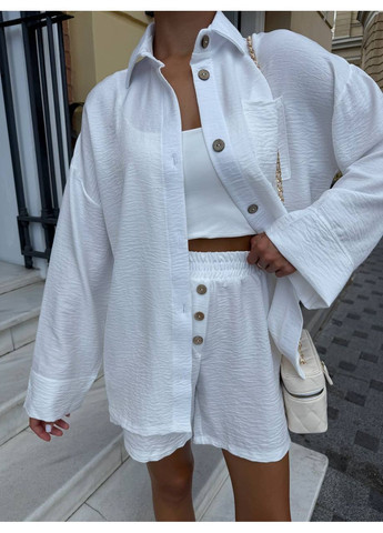 Жіночий літній костюм з льону (сорочка + шорти) Україна (353492963)