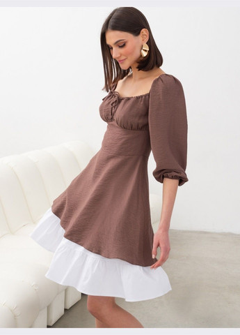 Коричневое кэжуал платье-клёш коричневого цвета с подъюбником Dressa однотонное