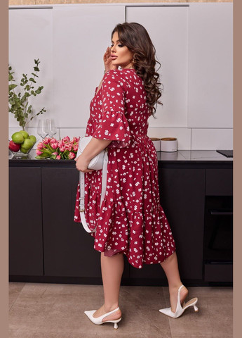 Бордовое женское платье свободного кроя цвет бордо р.48/50 451775 New Trend