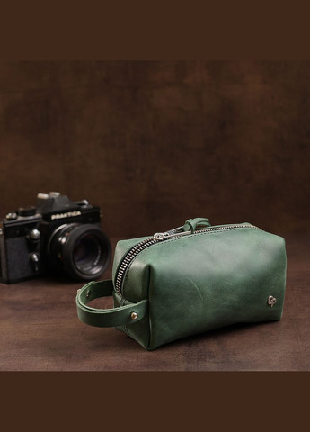 Кожаная косметичка унисекс зеленая 11571 Grande Pelle (362418334)