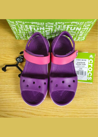 Фиолетовые повседневные крокс крокбенд детские crocband kids sandal sandals Crocs на липучке