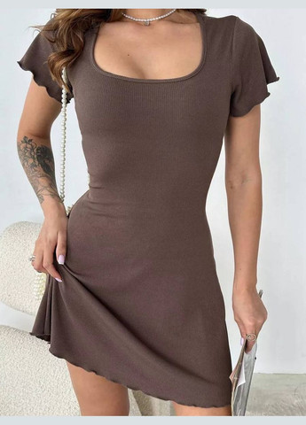 Темно-бежевое повседневный платье женское Гермес однотонное