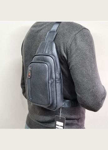 Сумка-слинг мужская черная через плечо из натуральной кожи 68223 Tiding Bag (336947774)