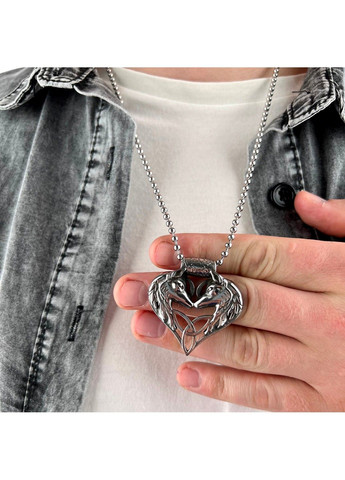 Готический панк кулон сердце волки из медицинской стали PS-105 No Brand (299340187)
