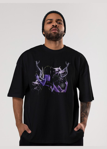 Черная мужская футболка оверсайз urban черная высокая плотность с длинным рукавом Mishe