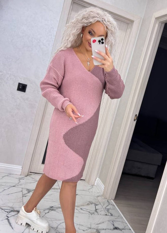 Пудровое повседневный вязаное платье меди Tik-Tak