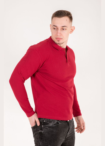 Бордовая рубашка поло мужская с длинным рукавом TvoePolo