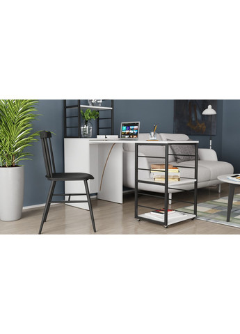 Стіл-тумба трансформер Смарт 3/1 з етажеркою 1430x1450x500 Чорний метал ДСП Біле 16 мм (FRD-105109) Ferrum-decor (365444983)