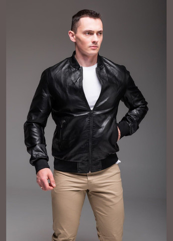 Базовый мужской бомбер из эко-кожи Vakko на молнии (304868067)