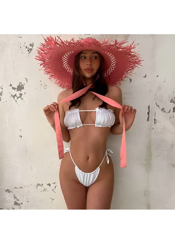 Белый летний купальник шторки на завязках s-m белый No Brand