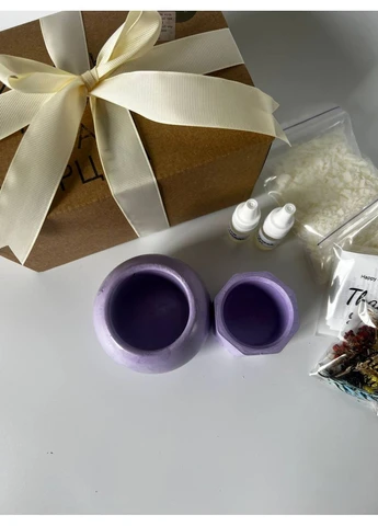 Подарунковий набір для створеня 2х свічок фіолетовий Hand Made (389067520)