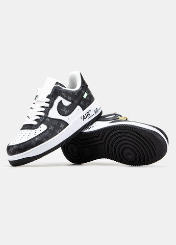Кроссовки женские и мужские Nike Air Force 1 x Louis Vuitton black white | Найк Аир Форс 1 черно-белые No Brand чёрно-белые демисезоны (315683556)