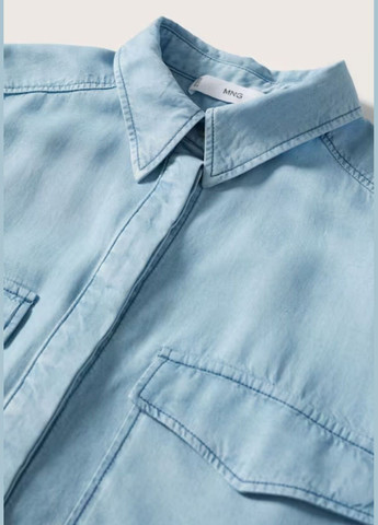 Голубой кэжуал рубашка однотонная Mango с коротким рукавом
