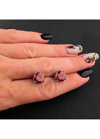 Готические панк серьги с красными камнями из медицинской стали ES-049 No Brand (299330512)