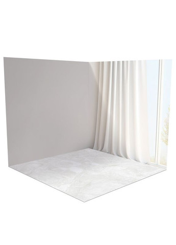 3D кутовий вініловий фотофон для зйомки, світла стіна з тюлем, підлога білий мармур і дерево, 50×50 см, №58304 PhotoVinyl (354372170)