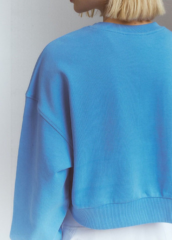 Світшот H&M - крій однотонний блакитний кежуал - (283251801)