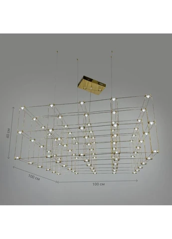 Золота геометрична люстра у формі паралелепіпеда 100x100x40 см LineF (400167943)