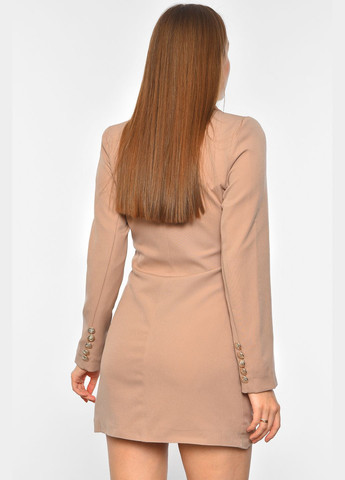 Бежева джинсова сукня-піджак жіноча однотонна бежевого кольору а-силует Let's Shop однотонна