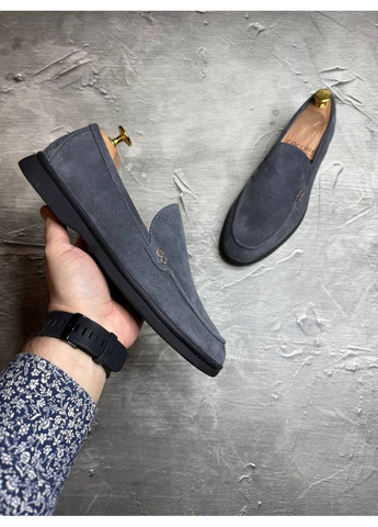 Графитовые туфли лоферы из натуральной замши, внутри кожа. Україна