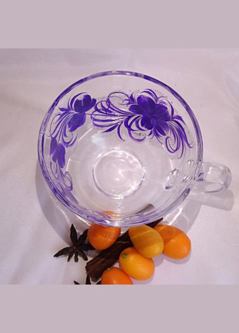 Чашка прозрачная стеклянная с авторской росписью ручной работы "Ночная фиалка" No Brand (349842770)