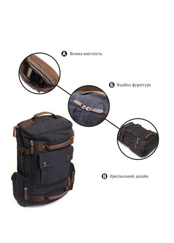 Рюкзак для ноутбука дорожній текстильний унісекс з ручками чорний 31х45х16 см 20663 Vintage (362417947)