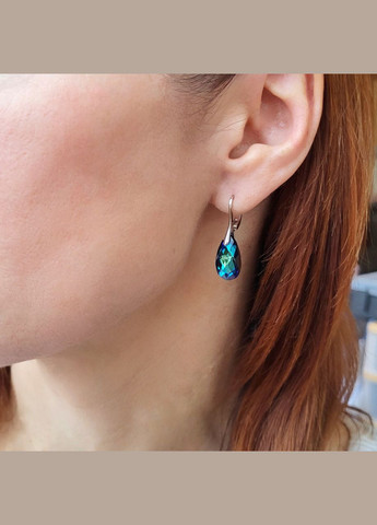 Срібні сережки Крапельки з камінням Сваровскі Срібло 925 проби Родоване 3.60 г 5000р No Brand (332996822)