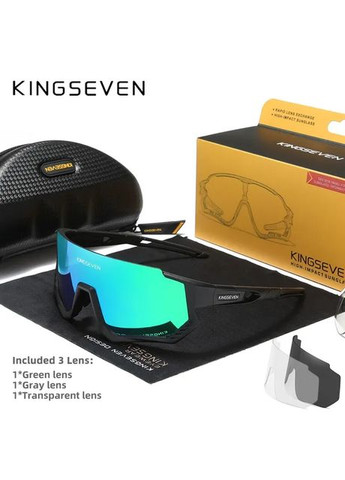 Солнцезащитные очки для горно-лыжного и велоспорта LS910 DESIGN Чёрный/Зеленый KINGSEVEN (306854894)