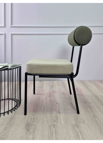 Стілець обідній TOTORO Чорний каркас / Світло-зелена / Зелена тканина букле Intarsio (372178418)
