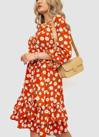 Теракотова сукня з квітковим принтом, колір теракотовий, Ager