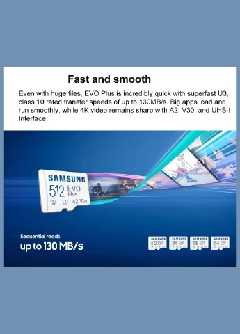Карта пам'яті Plus EVO 64GB microSD + SD адаптер Samsung (300370052)