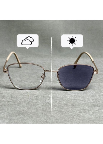 Женские фотохромные очки для зрения – элегантная бабочка в тёмно-бежевой металлической оправе. Код 022 С2 +4.0 Fabia Monti (365832416)