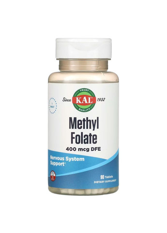 Метилфолат 400 мкг Methyl Folate для сердечнососудистой системы 90 таблеток KAL (270008823)