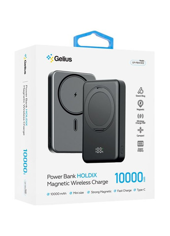 Дополнительная батарея с беспроводной зарядкой HOLDIX GP-PBW302 Magnetic Wireless Charge 15W 10000mAh Black Gelius (362411845)