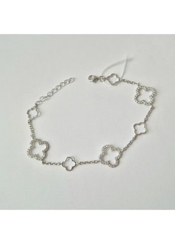 Серебряный браслет на руку Клевер с Белыми камнями 17.5 - 20.5 см серебро 925 пробы Родированное 1494б 3.76г Nobrand (363969126)