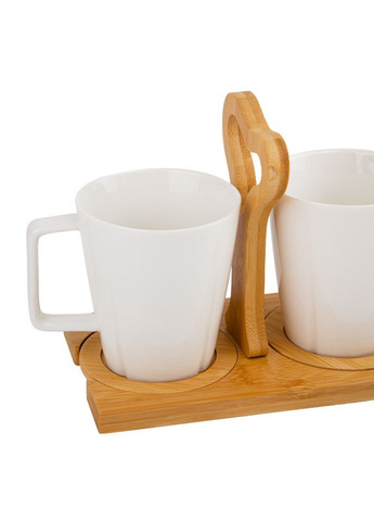 Набор кружек с бамбуковой подставкой "Белая симфония", 260 мл ELISEY (314526510)