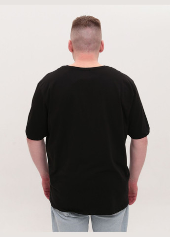 Чорна футболка чоловіча чорна однотонна у великих розмірах з коротким рукавом Jean Piere Пряма