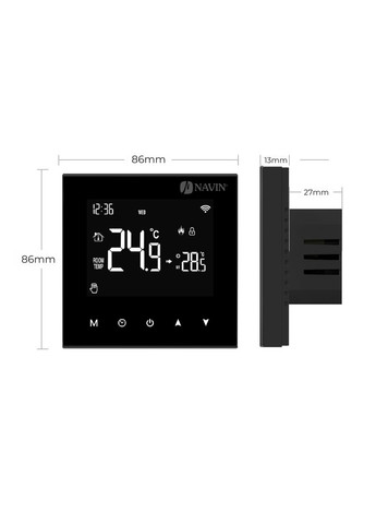 Терморегулятор для котла опалення WT100 B-3А з Wi-Fi 24-204273-8686 Navin (303627852)