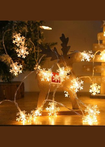 Гірлянда світлодіодна, сніжинки, 6 м, 40 LED, 2 режими, на батарейках, тепле біле світло, прозорий провід, 4009038 Ayacola (315719754)