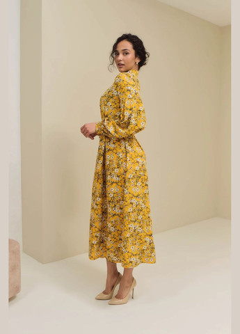 Желтое повседневный, кэжуал платье с пышной юбкой Seventeen с цветочным принтом