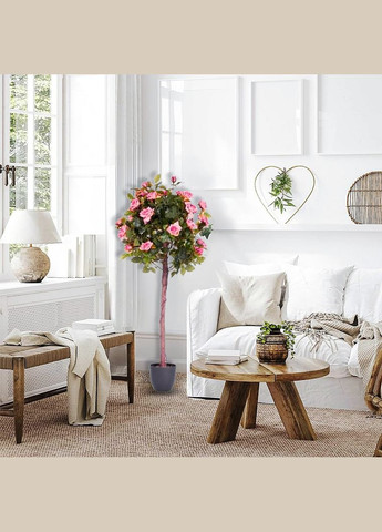 Штучна висока ніжно-рожева троянда на штамбі 120 см у горщику — декоративний кущ для інтер’єру No Brand (328606494)