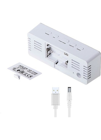 Настільний годинник-будильник AD 1189 white 5.5х8.2х14.8 см білий Adler (338182535)