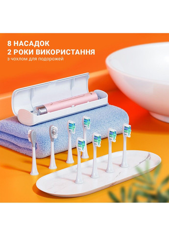 Электрическая зубная щетка S2 Smart 8 насадок и футляр Pink Bitvae (317941194)