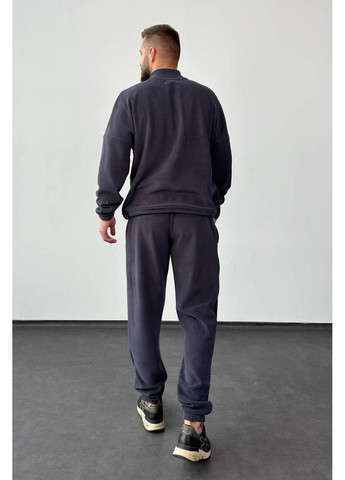 Темно-серый демисезонный флисовый спортивный костюм (свитшот, брюки), цвет темно-серый Nenka